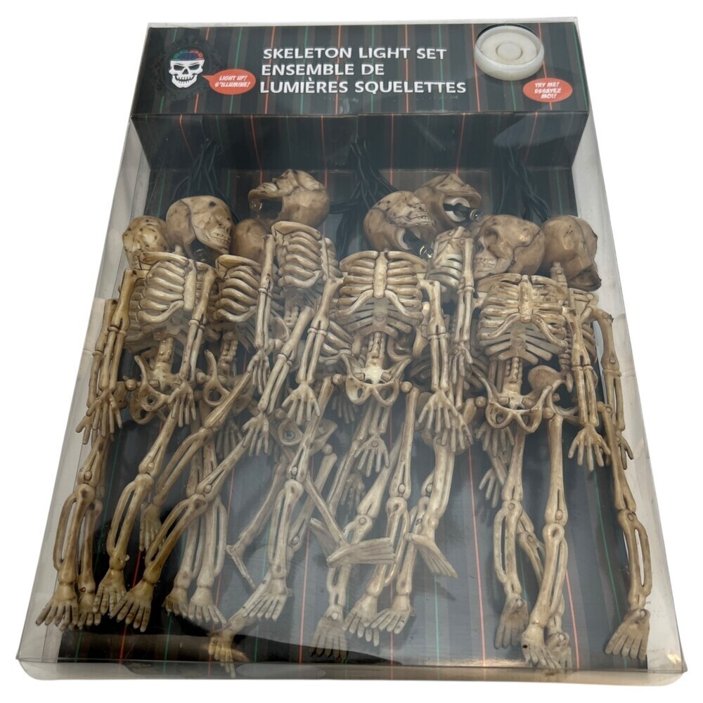 Skeleton String Lights Halloween Realistic Style Bones Spooky Scary 10 Pc NIB